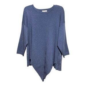 Retrology Woman’s Blue Asymmetrical Knit Sweater 1X